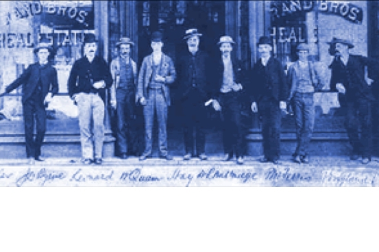 Photo taken at the office location of Cordova and Abbott in 1889. Mr. Fowler is the gentleman to the far left